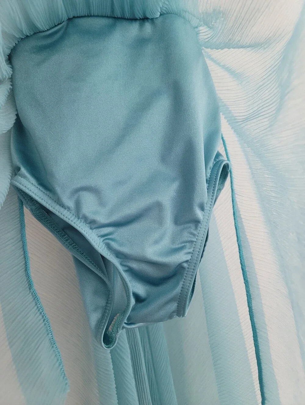 Weissman IC Blue Asymmetrical Crossback Leotard Ballet Dancer Dress Girls 6/7